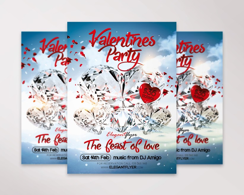 Cute Valentine's Day Flyer with diamonds Cute Valentine's Day Flyer with diamonds
