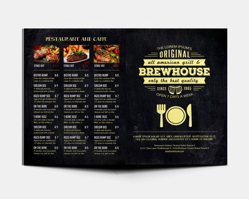 Retro Menu Free PSD Brochure Retro Menu Free PSD Brochure