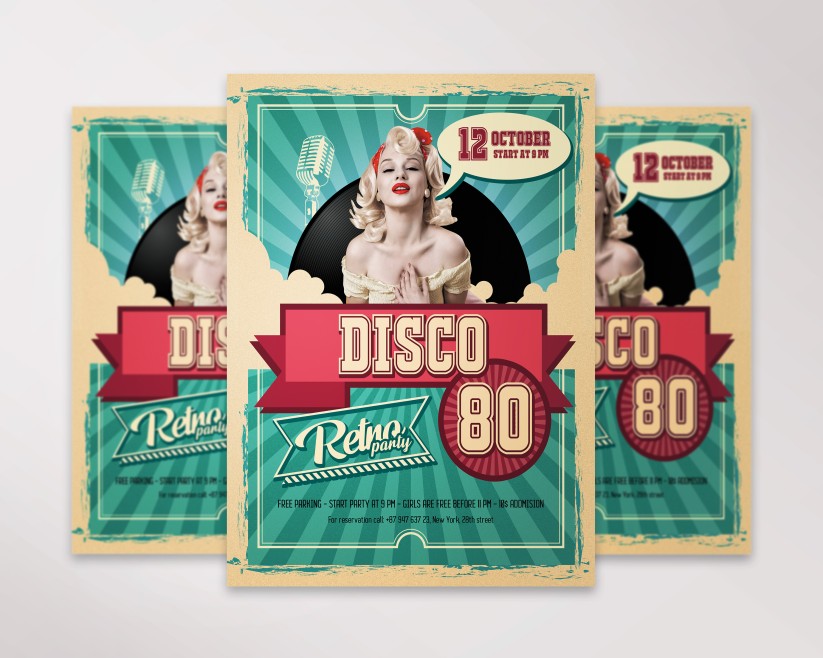 Retro Party Free PSD Flyer 1 Retro Party Free PSD Flyer 1