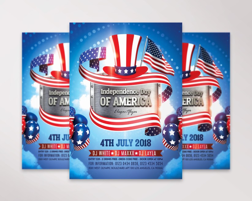Independence Day Flyer template with hat Independence Day Flyer template with hat