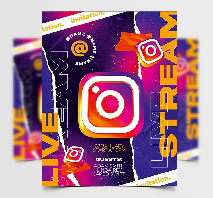 Free Live Stream Invitation PSD Template Free Live Stream Invitation PSD Template