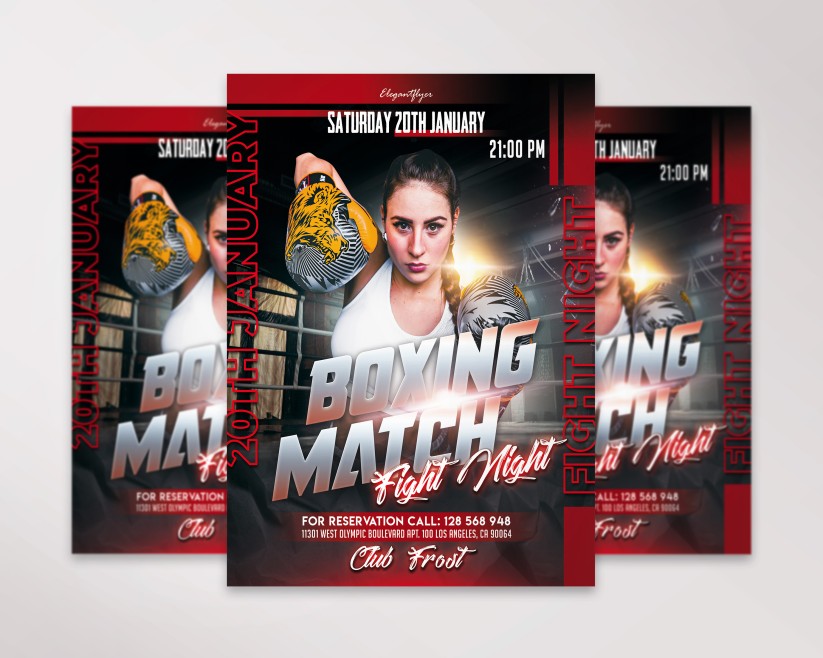 3 Boxing Match – Free Flyer PSD Template 3 Boxing Match – Free Flyer PSD Template