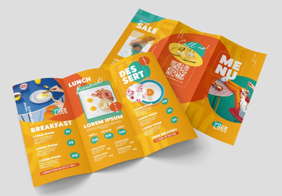 Orange restaurant brochure trifold Orange restaurant brochure trifold