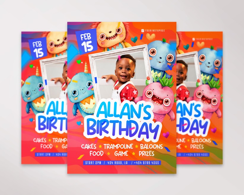 KIDS BIRTHDAY - FREE FLYER PSD TEMPLATE 9 KIDS BIRTHDAY - FREE FLYER PSD TEMPLATE 9