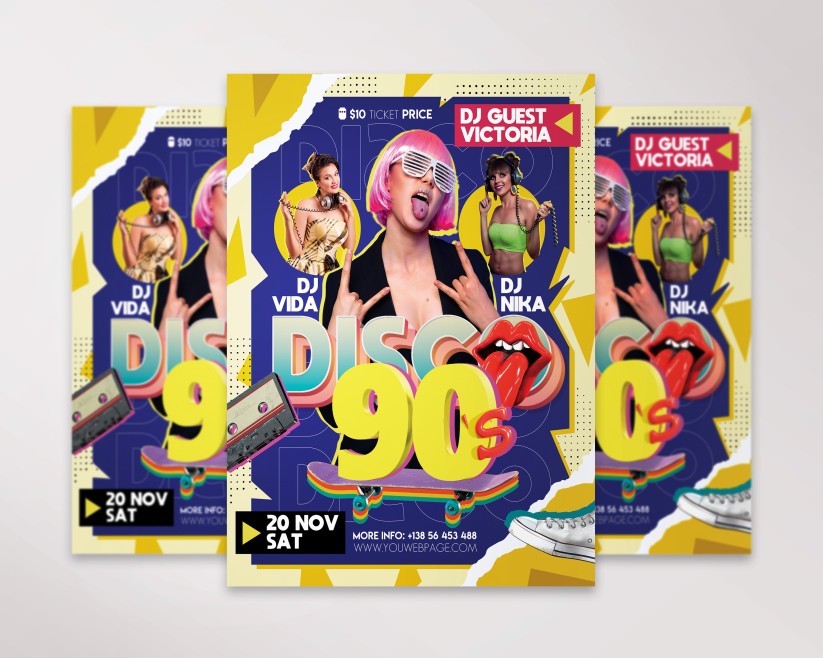 Colorful Disco 90's Premium Flyer Colorful Disco 90's Premium Flyer