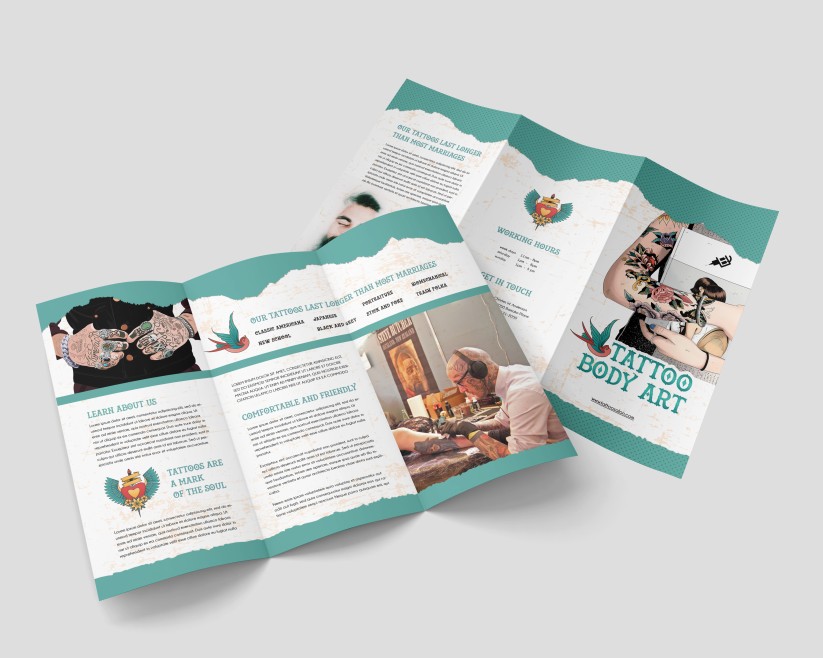 Body Art&Tattoo Artist – Premium Tri-Fold PSD Brochure Template Body Art&Tattoo Artist – Premium Tri-Fold PSD Brochure Template