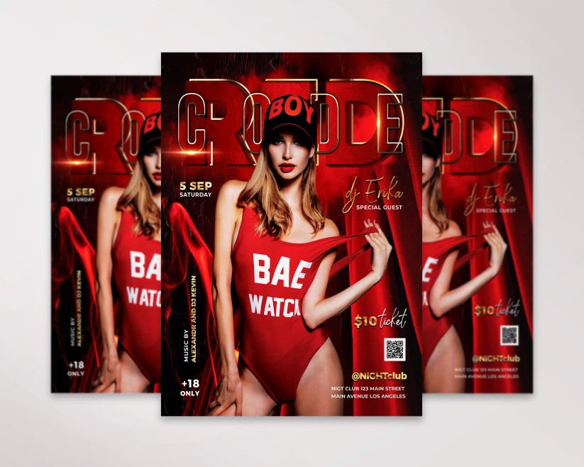 Red Code Party flyer template Red Code Party flyer template