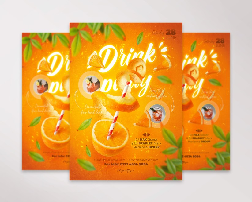 orange drink party flyer template orange drink party flyer template