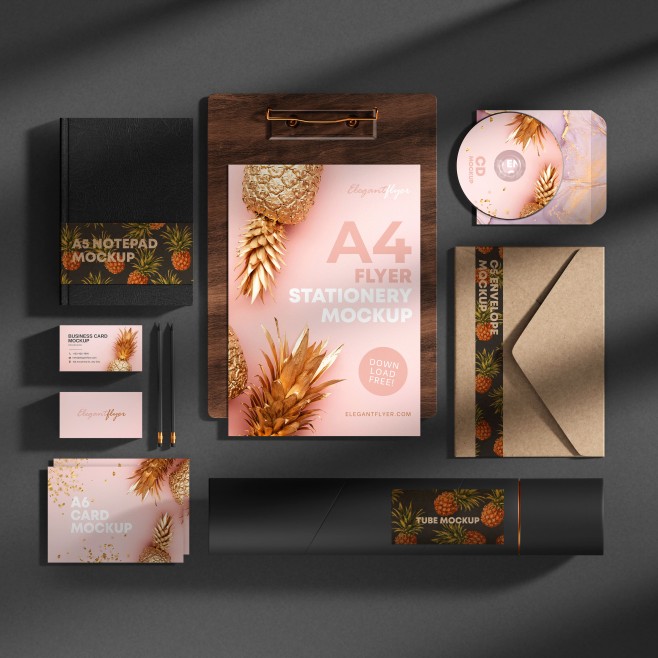 Free Stationery Mockup in PSD Free Stationery Mockup in PSD