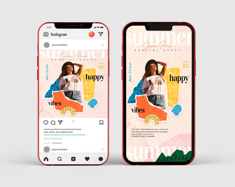 Happy Vibes – Instagram Stories Template in PSD + Post Templates Happy Vibes – Instagram Stories Template in PSD + Post Templates