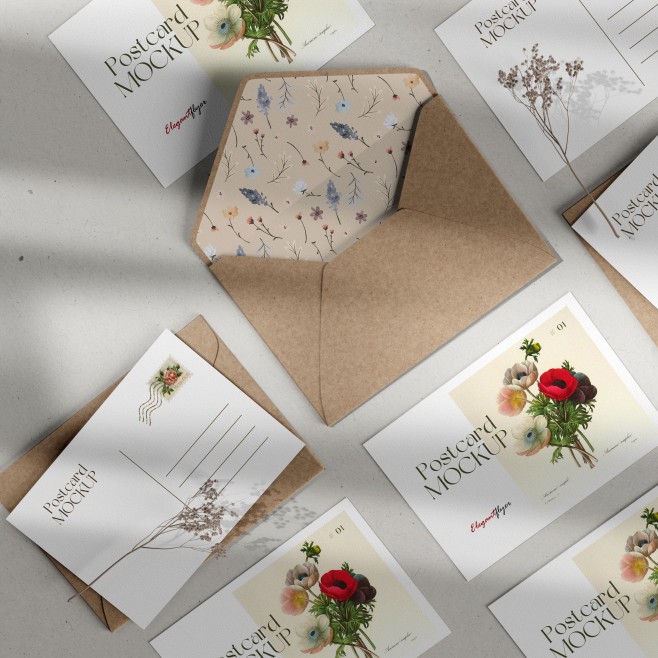 5 Free Postcard Mockup in PSD 5 Free Postcard Mockup in PSD
