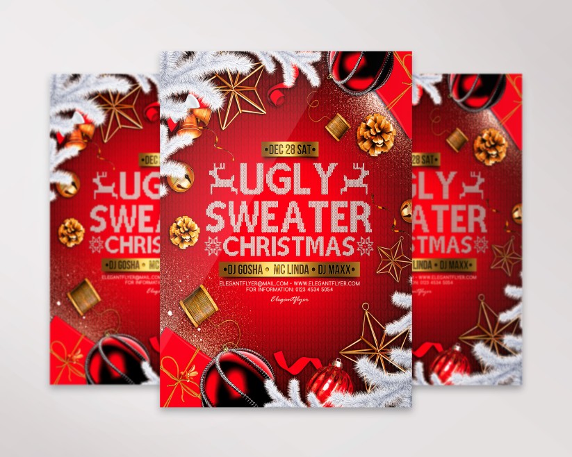 Ugly Sweater Christmas – Premium PSD Flyer Template 027 Ugly Sweater Christmas – Premium PSD Flyer Template 027