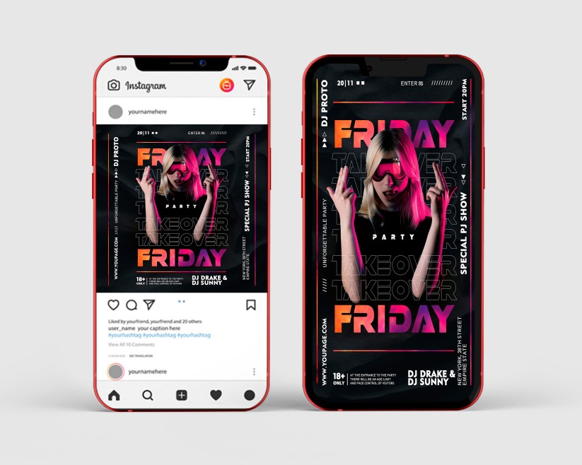 Friday Takeover – Instagram Stories Template in PSD + Post Templates Friday Takeover – Instagram Stories Template in PSD + Post Templates