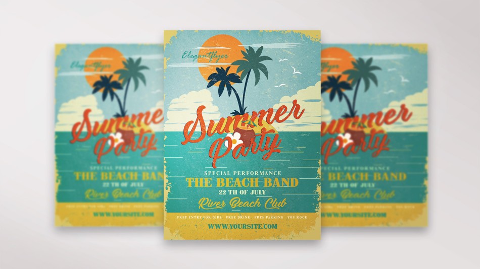Summer Party Free Flyer PSD Template 11 Summer Party Free Flyer PSD Template 11