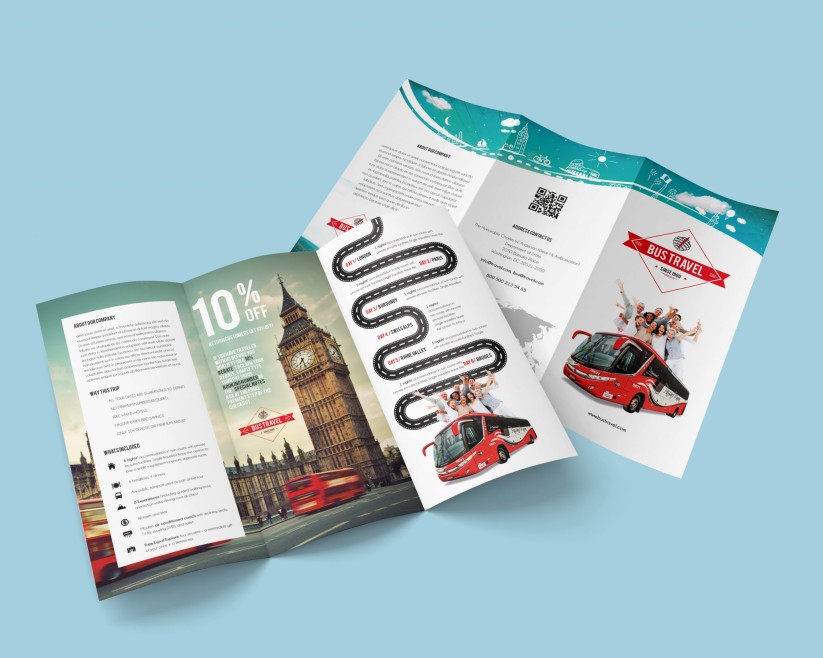 Free – Bus Travel Tri-Fold PSD Brochure Template Free – Bus Travel Tri-Fold PSD Brochure Template