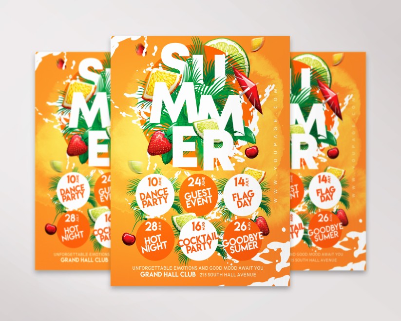 Juicy Summer Invitation PSD Template Free Juicy Summer Invitation PSD Template Free