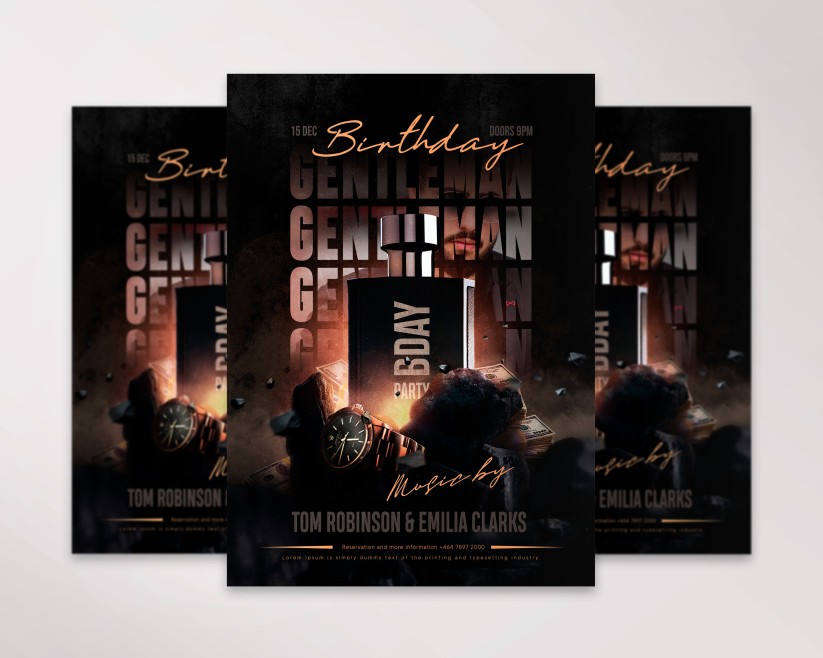 3 BIRTHDAY GENTLEMAN - FREE FLYER PSD TEMPLATE 3 BIRTHDAY GENTLEMAN - FREE FLYER PSD TEMPLATE