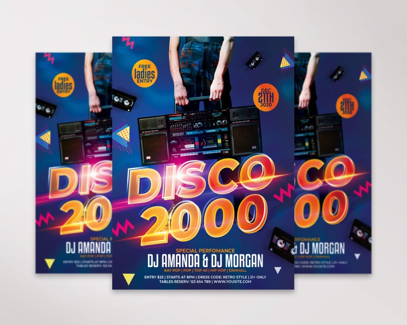 Disco 2000 Free Flyer PSD Template Disco 2000 Free Flyer PSD Template