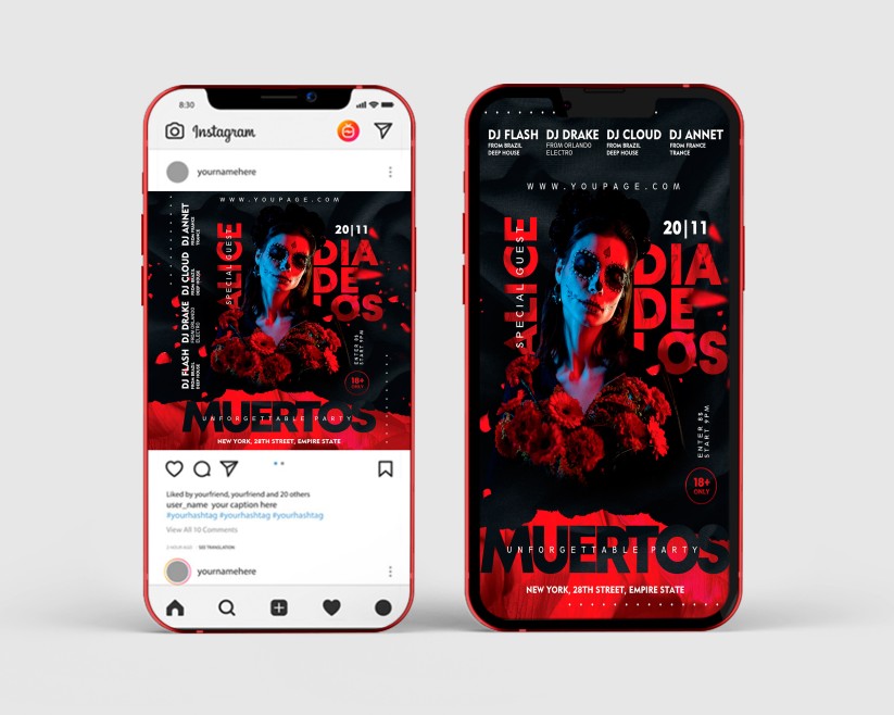 Dia de Los Muertos – Free Instagram Stories Template in PSD + Post Template Dia de Los Muertos – Free Instagram Stories Template in PSD + Post Template