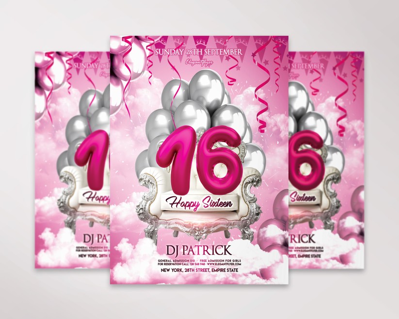 HAPPY SIXTEEN - FREE FLYER PSD TEMPLATE 09 HAPPY SIXTEEN - FREE FLYER PSD TEMPLATE 09