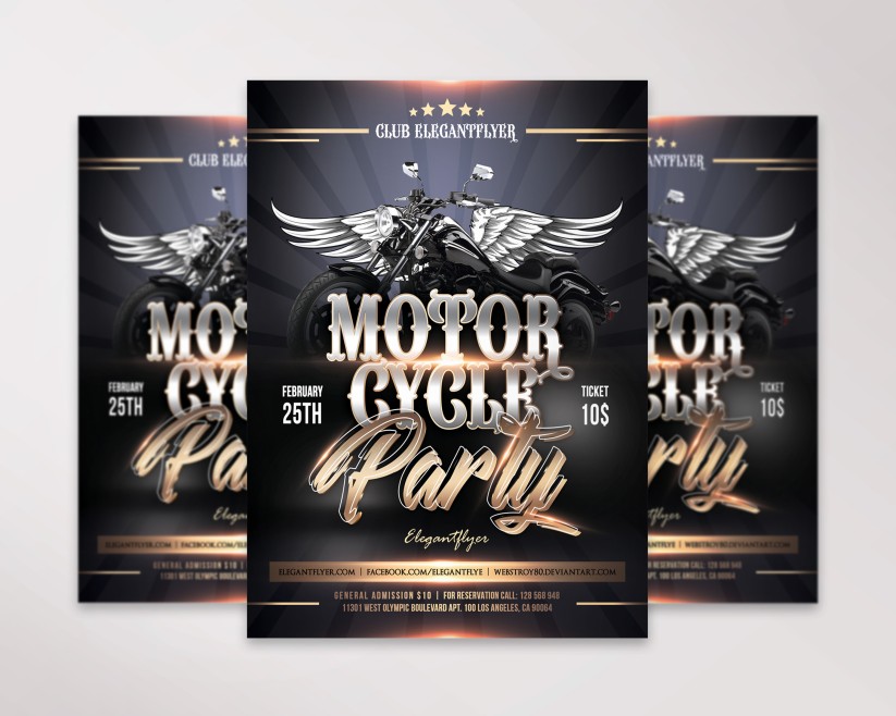 Motorcycle party Premium Flyer PSD Template 12 Motorcycle party Premium Flyer PSD Template 12