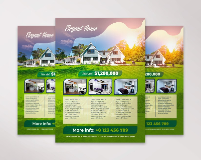 Bright Real Estate Flyer template with landscape Bright Real Estate Flyer template with landscape
