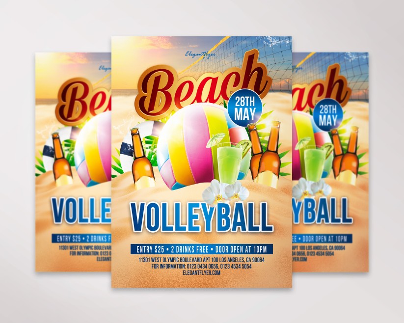 Beach Volleyball Premium Flyer PSD Template 13 Beach Volleyball Premium Flyer PSD Template 13
