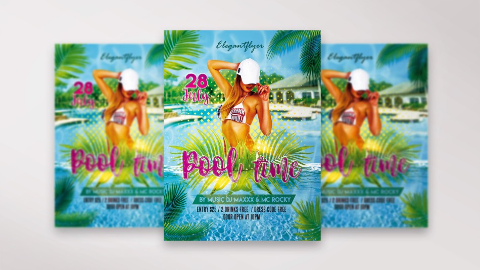 Pool Time Free PSD Flyer Template 7 Pool Time Free PSD Flyer Template 7