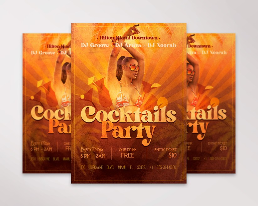 Cocktail Party Free Flyer PSD Template 2 Cocktail Party Free Flyer PSD Template 2