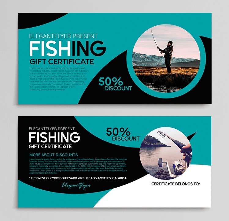 Fishing Free Gift Certificate PSD Template Fishing Free Gift Certificate PSD Template