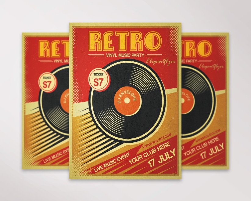 Retro Vinyl Music Flyer PSD Template Retro Vinyl Music Flyer PSD Template