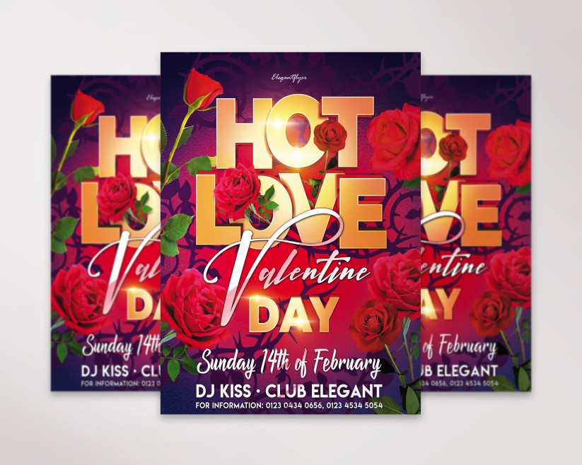 Valentine's Day Flyer PSD Template in retro style Valentine's Day Flyer PSD Template in retro style