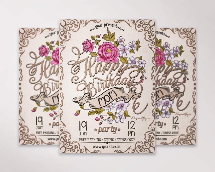 HAPPY BIRTHDAY MOM - FLYER PSD TEMPLATE 31 HAPPY BIRTHDAY MOM - FLYER PSD TEMPLATE 31