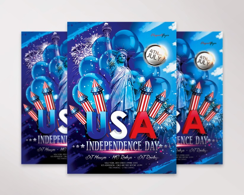 Bright Independence Day Flyer template in PSD Bright Independence Day Flyer template in PSD