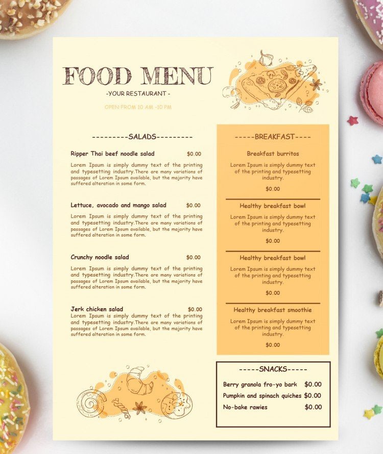 Food Restaurant Menu - free Google Docs template Food Restaurant Menu - free Google Docs template