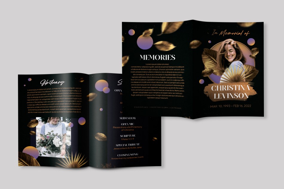 Funeral Program Free Bi-Fold Brochure PSD Template 2 Funeral Program Free Bi-Fold Brochure PSD Template 2
