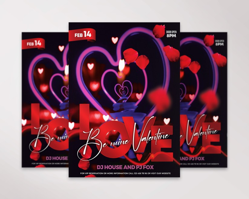 Black Valentine's Day Flyer with bokeh effect Black Valentine's Day Flyer with bokeh effect