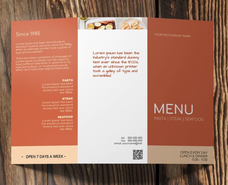 Tri-fold Food Menu – free Google Docs template Tri-fold Food Menu – free Google Docs template