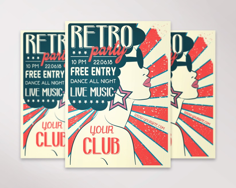 Invitation Poster PSD Templates for Retro Party Invitation Poster PSD Templates for Retro Party