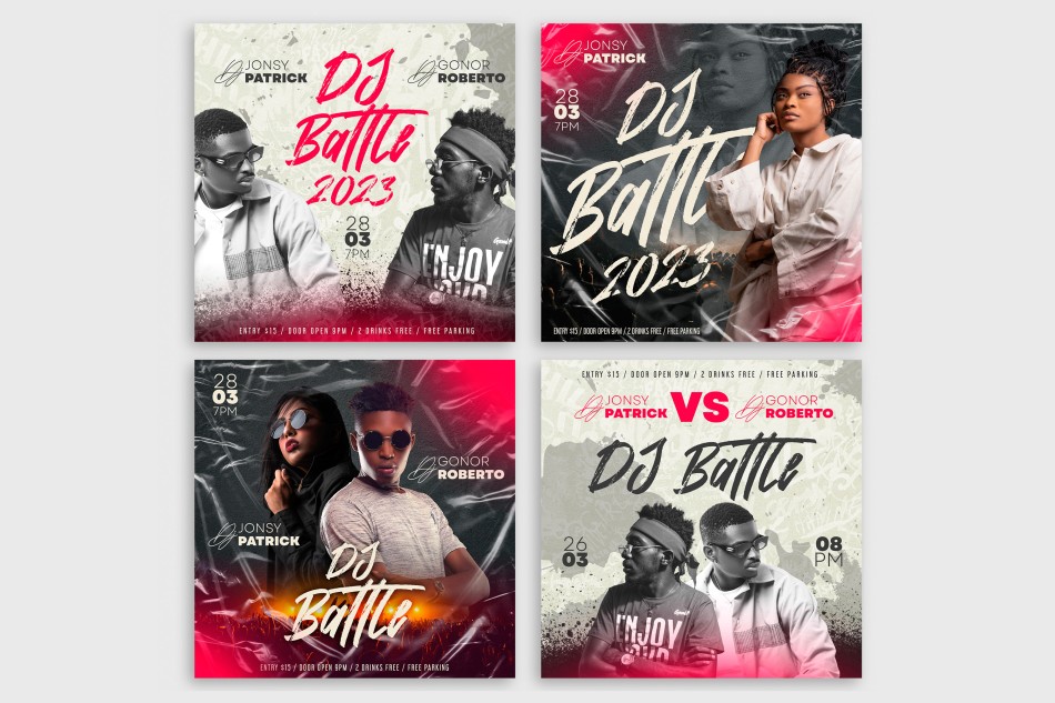 DJ BATTLE - INSTAGRAM POST TEMPLATES SET IN PSD DJ BATTLE - INSTAGRAM POST TEMPLATES SET IN PSD