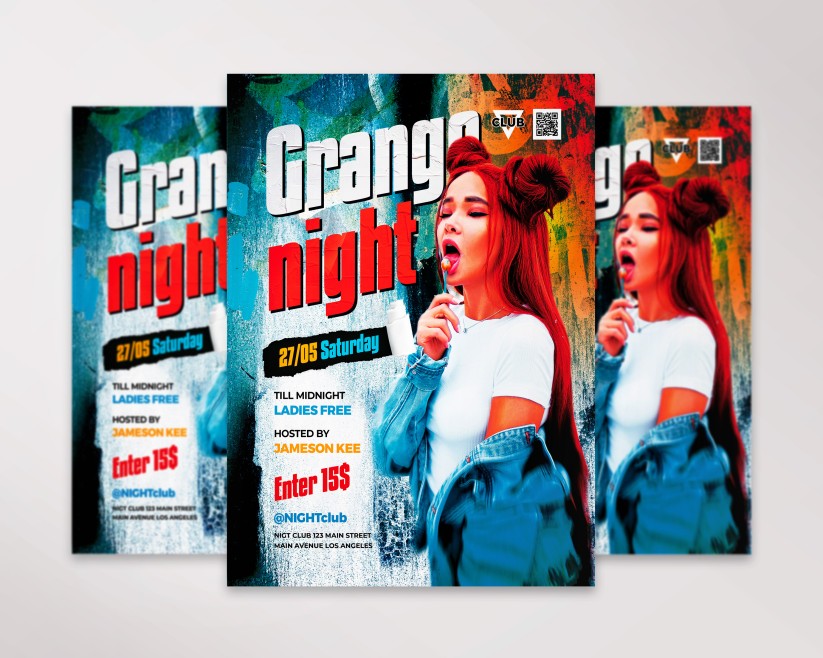 Grunge Night – Free Flyer PSD Template Grunge Night – Free Flyer PSD Template