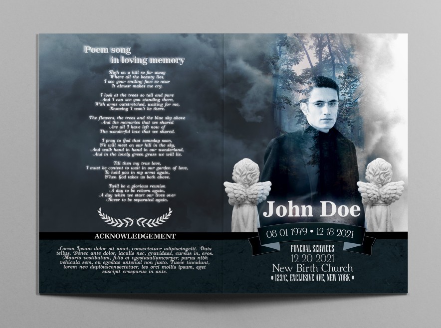 FUNERAL PROGRAM – PSD BI-FOLD BROCHURE TEMPLATE 015 FUNERAL PROGRAM – PSD BI-FOLD BROCHURE TEMPLATE 015
