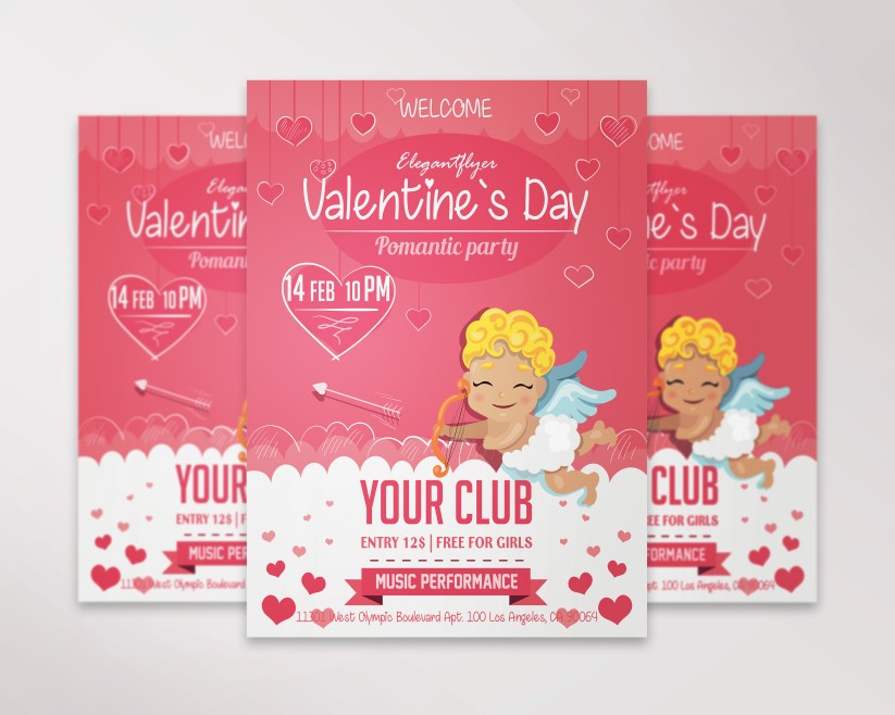 Valentine`s Day Party – Free Flyer PSD Template 07 Valentine`s Day Party – Free Flyer PSD Template 07