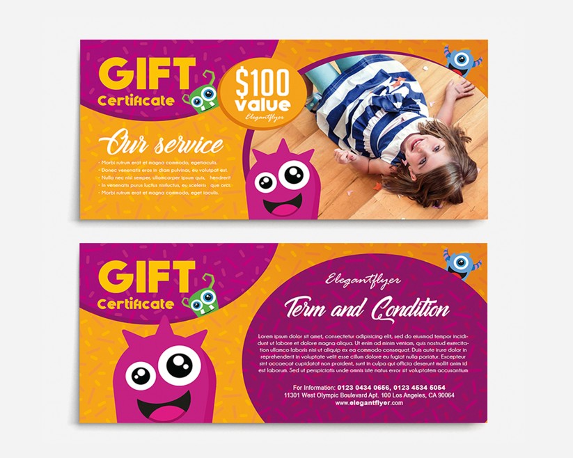 KIDS - FREE GIFT CERTIFICATE PSD TEMPLATE KIDS - FREE GIFT CERTIFICATE PSD TEMPLATE