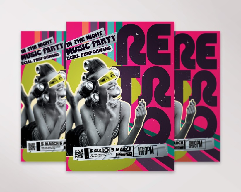 Retro Party Free PSD Flyer Template 5 Retro Party Free PSD Flyer Template 5