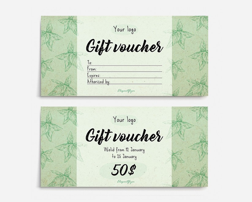 LEAVES - PREMIUM GIFT CERTIFICATE PSD TEMPLATE LEAVES - PREMIUM GIFT CERTIFICATE PSD TEMPLATE