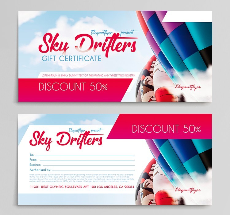 Sky Drifters Gift Certificate PSD Template Sky Drifters Gift Certificate PSD Template