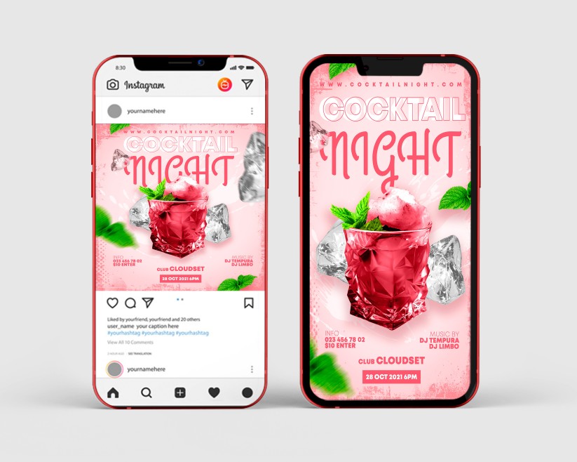 Cocktail Night – Free Instagram Stories Template in PSD + Post Template Cocktail Night – Free Instagram Stories Template in PSD + Post Template
