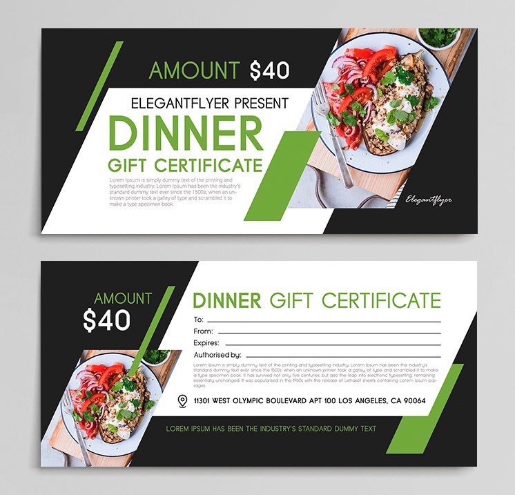 Free Gift Certificate for Dinner Free Gift Certificate for Dinner