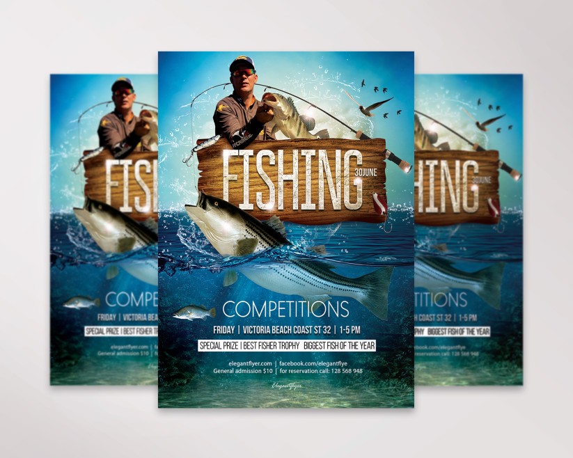 Competitions for fishing Premium Flyer PSD Template Competitions for fishing Premium Flyer PSD Template